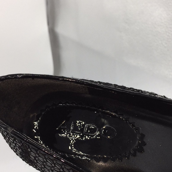 Aldo Ladies Black Sequin High Heels Pumps Open Toe Size 5.5 - Picture 4 of 11
